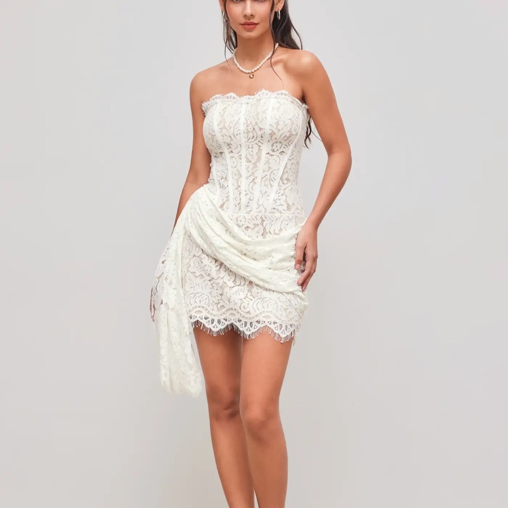 Cider- Lace Tube Tie Back Mini Dress- Size Small
